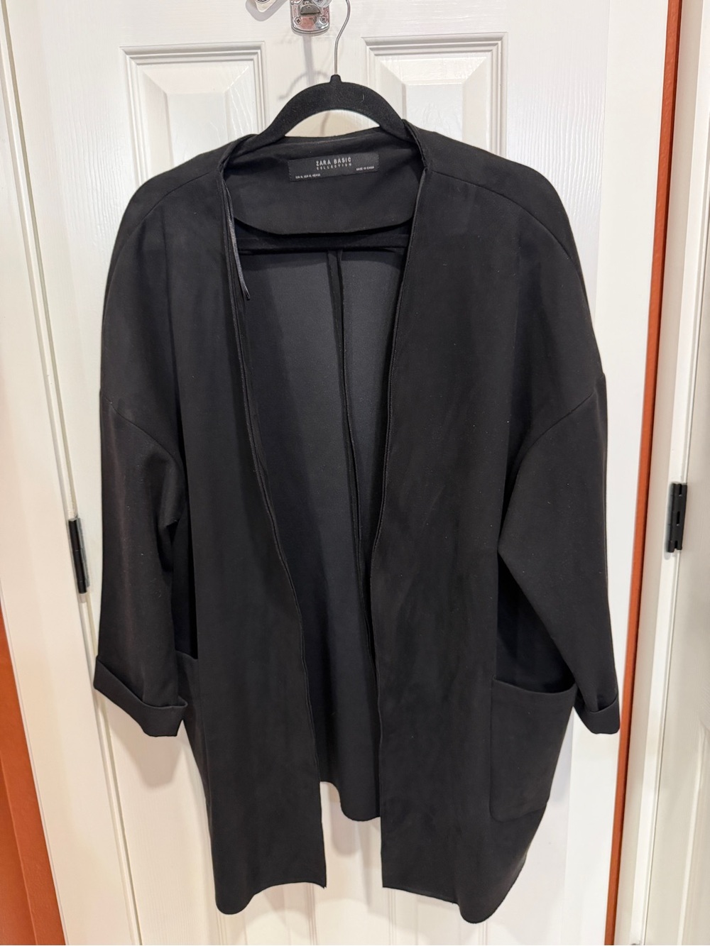 Zara Black Open Front Suede Coatigan - Women